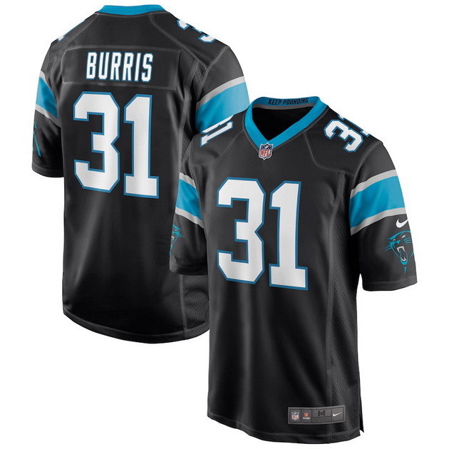 mens nike juston burris black carolina panthers game jersey